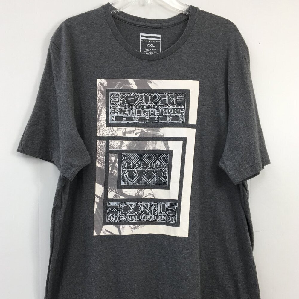 Sean John Crew Neck Heather Gray Graphic Tee Size 2XL EXCELLENT Condition